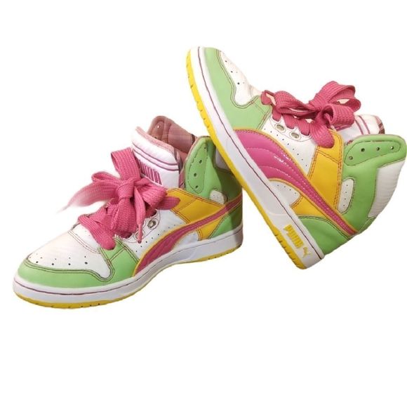 Puma Unlimited Hi Limited Women’s 2009 High Tops Size US 6 Pink Green Yellow - Picture 3 of 7